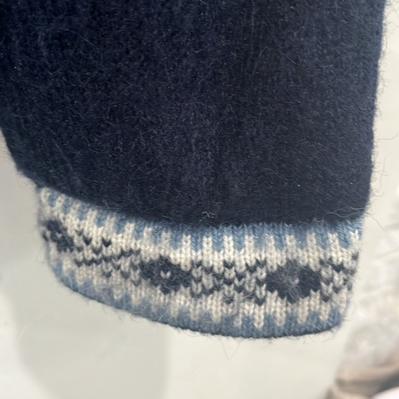 Alpaca Sweater Hoodie Cardigan Zipper Unisex Blue White Large - Picture 5 of 11